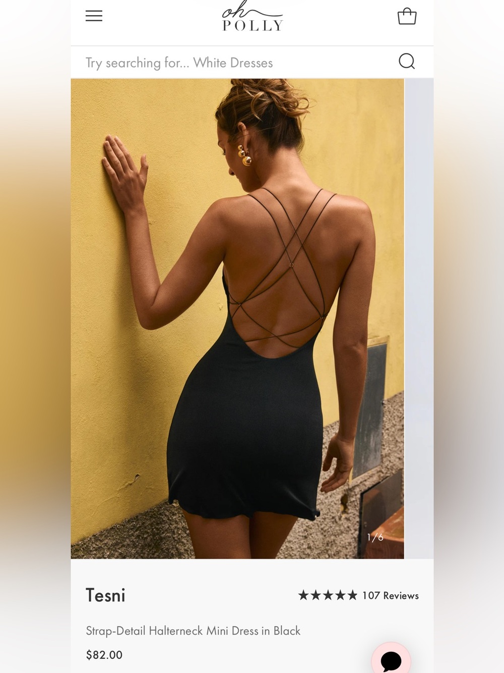 Oh Polly Black Strappy Back Mini Slip Dress